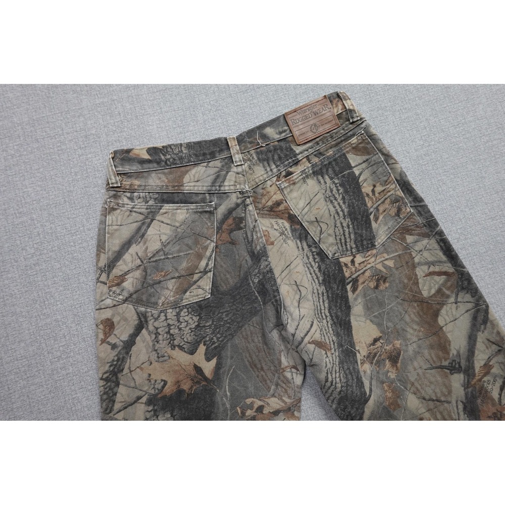 Vintage Wrangler Rugged Wear Jeans Mens 36x32 Realtree Camo Denim Straight Leg